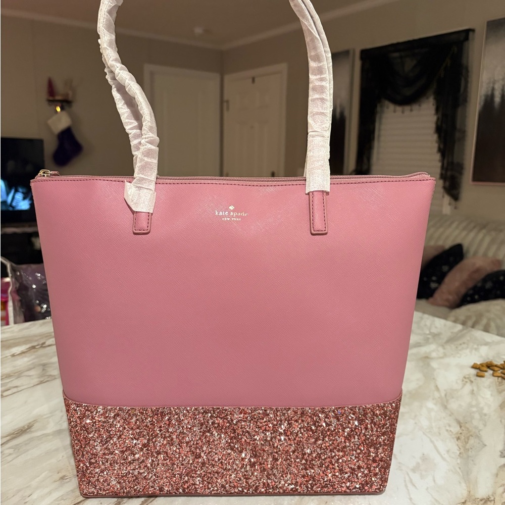 Kate Spade Pink and Glitter Tote Bag